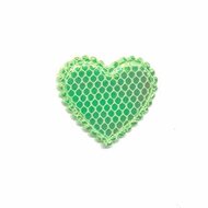Applicatie glim hart met gaasje groen klein 20 x 20 mm (ca. 25 stuks)