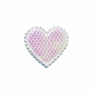 Applicatie glim hart met gaasje wit/roze klein 20 x 20 mm (ca. 25 stuks)