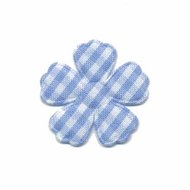 Applicatie geruite bloem licht blauw-wit middel 30 mm (ca. 25 stuks)