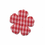 Applicatie geruite bloem rood-wit middel 30 mm (ca. 25 stuks)