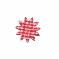Applicatie geruite stervormige bloem rood-wit klein 20 mm (ca. 25 stuks)