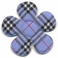 Applicatie geruit bloem blauw groot 45 mm (ca. 25 stuks)