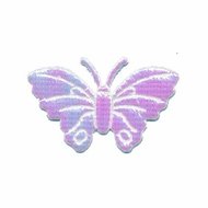 Applicatie glim vlinder wit/roze middel 40 x 25 mm (ca. 25 stuks)