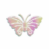 Applicatie glim vlinder creme/roze middel 40 x 25 mm (ca. 25 stuks)