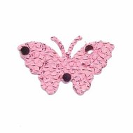 Applicatie glitter vlinder roze middel 40 x 25 mm (ca. 25 stuks)