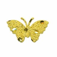 Applicatie glitter vlinder geel middel 40 x 25 mm (ca. 25 stuks)