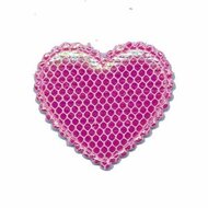 Applicatie glim hart fuchsia met gaasje middel 35 x 30 mm (ca. 25 stuks)