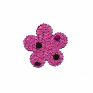 Applicatie glitter bloem fuchsia klein 25 mm  (ca. 25 stuks)