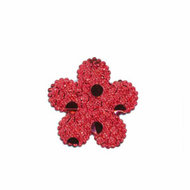 Applicatie glitter bloem rood klein 25 mm (ca. 25 stuks)