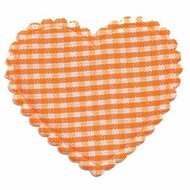 Applicatie ruitjes hart oranje groot 45 mm (ca. 25 stuks)