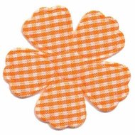 Applicatie ruitjes bloem oranje groot 45 mm (ca. 25 stuks)