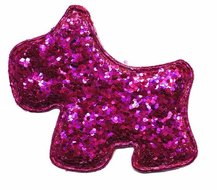 Applicatie glitter hond roze/fuchsia groot 60 x 50 mm (10 stuks)