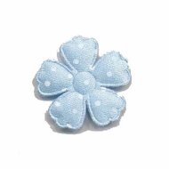 Applicatie bloem licht blauw met witte stippen middel (ca. 25 stuks)