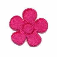 Applicatie bloem fuchsia fluweel middel 35 mm (ca. 25 stuks)