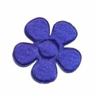 Applicatie bloem kobalt blauw satijn effen middel 35 mm (ca. 25 stuks)