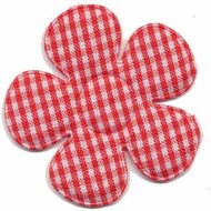 Applicatie ruitjes bloem rood groot 45 mm (ca. 25 stuks)