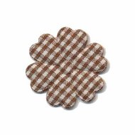 Applicatie geruite bloem bruin-wit middel 30 mm (ca. 25 stuks)