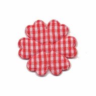 Applicatie geruite bloem rood-wit middel 30 mm (ca. 25 stuks)