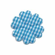 Applicatie geruite bloem aqua-wit middel 30 mm (ca. 25 stuks)