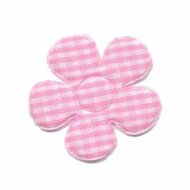 Applicatie geruite bloem roze-wit middel 35 mm (ca. 25 stuks)