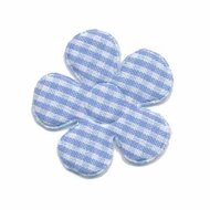 Applicatie geruite bloem licht blauw-wit middel 35 mm (ca. 25 stuks)