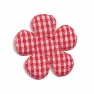 Applicatie geruite bloem rood-wit middel 35 mm (ca. 25 stuks)