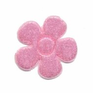 Applicatie bloem roze fluweel middel 35 mm (ca. 25 stuks)
