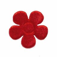 Applicatie bloem rood fluweel middel 35 mm (ca. 25 stuks)