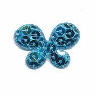 Applicatie vlinder met pailletten blauw 35 x 25 mm (10 stuks)