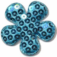 Applicatie pailletten bloem blauw groot 50 mm (10 stuks)