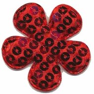 Applicatie pailletten bloem rood groot 50 mm (10 stuks)