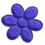 Applicatie bloem kobalt blauw satijn effen groot 45 mm (ca. 25 stuks)