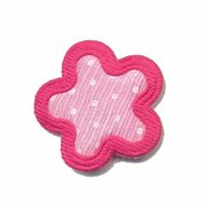 Applicatie bloem roze met witte stippen en fuchsia randje middel (10 stuks)