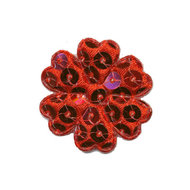 Applicatie bloem met pailletten rood 30 mm (10 stuks)