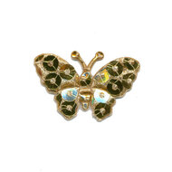 Applicatie vlinder met pailletten goud 35 x 25 mm (10 stuks)
