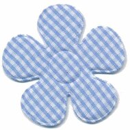 Applicatie ruitjes bloem licht blauw groot 45 mm (ca. 25 stuks)