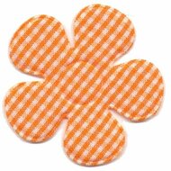 Applicatie ruitjes bloem oranje groot 45 mm (ca. 25 stuks)