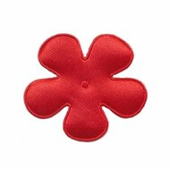 Applicatie bloem rood satijn effen middel 35 mm (ca. 25 stuks)