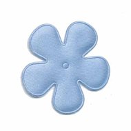 Applicatie bloem licht blauw satijn effen middel 35 mm (ca. 25 stuks)