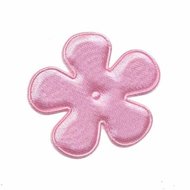 Applicatie bloem roze satijn effen middel 35 mm (ca. 25 stuks)