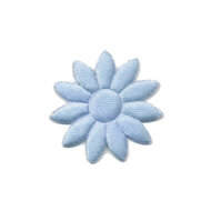 Applicatie bloem effen satijn licht blauw met puntige blaadjes klein 25 mm (ca. 25 stuks)