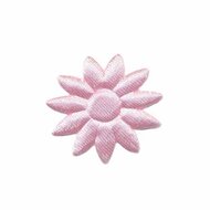 Applicatie bloem effen satijn roze met puntige blaadjes klein 25 mm (ca. 25 stuks)