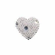 Applicatie glitter hart wit/zilver klein 20 x 20 mm (ca. 25 stuks)