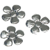 Applicatie glim bloem met ronde blaadjes zilver middel 35 mm (ca. 25 stuks)