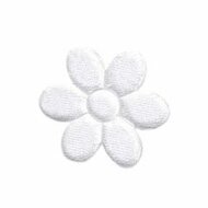 Applicatie bloem wit satijn effen middel 30 mm (ca. 25 stuks)