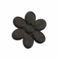 Applicatie bloem zwart satijn effen middel 30 mm (ca. 25 stuks)