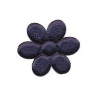Applicatie bloem donker blauw satijn effen middel 30 mm (ca. 25 stuks)