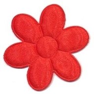 Applicatie bloem rood satijn effen groot 45 mm (ca. 25 stuks)