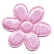 Applicatie bloem roze satijn effen groot 45 mm (ca. 25 stuks)
