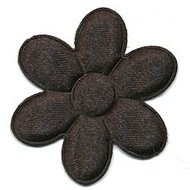 Applicatie bloem zwart satijn effen groot 45 mm (ca. 25 stuks)